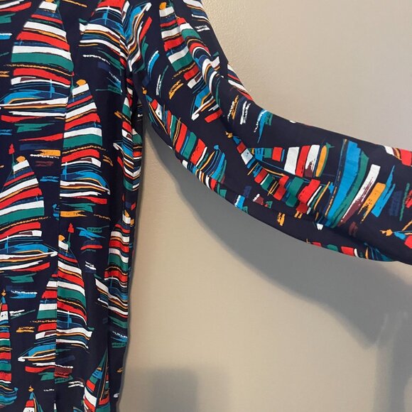 Soft Surroundings Sail Away Navy Sailboat Button Front Blouse, Size Small, UGC - Picture 5 of 8